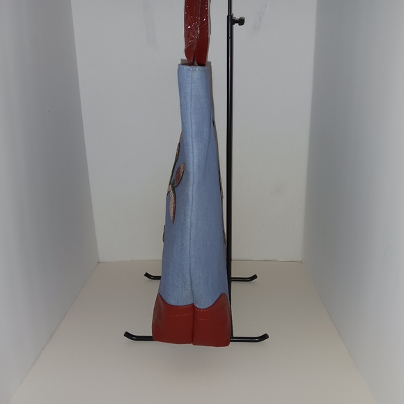 Sharif Animal Melange Denim & Leather Patchwork Tote with Cosmetic Bag, NWT - Picture 5 of 13